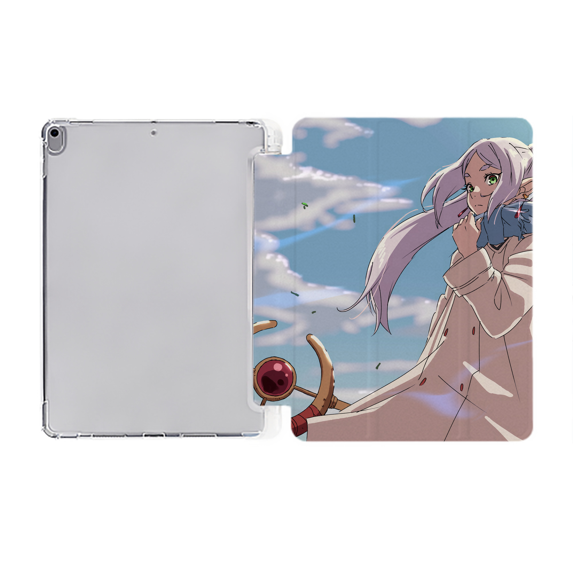 （画像用） 葬送のフリーレン Frieren IPad ケース ペン収納付き 三つ折りスタンド PUレザー×シリコン 対応機種9.5/10.5/10.9インチ